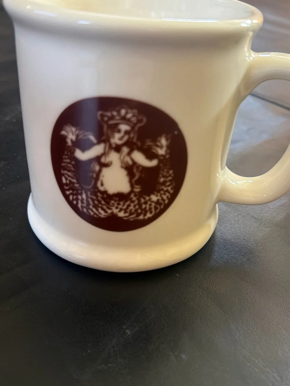 Starbucks Cream Ceramic 'The First Store' Logo Mug with Brown Print